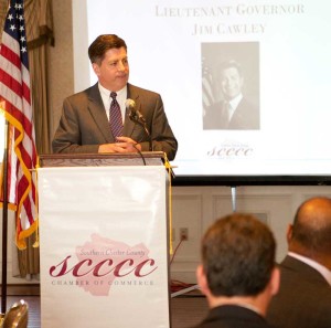 Lt. Governor Jim Cawley spoke at length about the reforms brought by Gov. Tom Corbett in terms of spending and touted infrastructure investments.