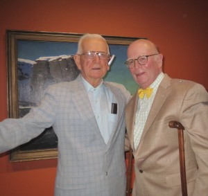 Karl Kuerner, whose farm was a frequent subject of Andrew Wyeth and whose son is an artist, poses with George "Frolic" Weyt