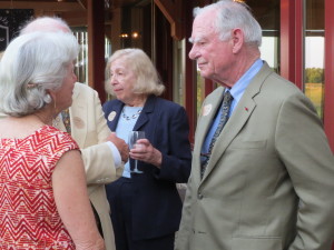 Gerry (from right) and Marguerite Lenfest accept the thanks of an appreciative audience for the latest additions to the ChesLen Preserve. 