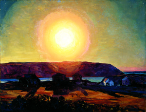 "Late Afternoon, Monhegan Island" is a 1906-07 painting by Rockwell Kent that is included in the exhibit.