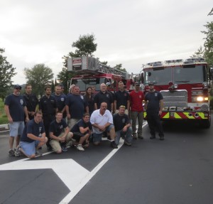 First-responders from the Kennett, Longwood, Avondale and Po-Mar-Lin Fire Companies gather to provide an escort for the KAU Kings.