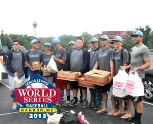 Members of the KAU Kings get ready to board a bus for a 10-hour ride to Bangor, Maine to play in the Senior Little League World Series. Snacks were donated by Herrs, Wawa and Dunkin Donuts to keep the under-16 team filled while en route.