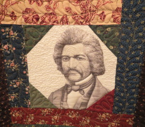 Frederick Douglass, whose image was transferred to fabric, was one of the speakers at the former Longwood Progressive Meeting. 