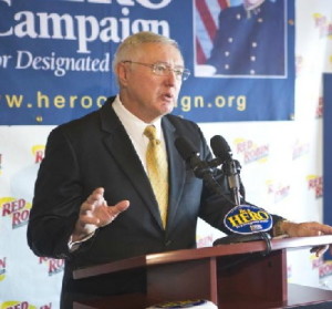 State Police Commissioner Frank Noonan was one of the speakers at a news conference announcing Pennsylvania’s participation in a designated-driver campaign to prevent tragedies on state roadways.