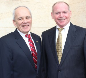 Gary W. Smith (left), president and CEO of the Chester County Economic Development Council and Kevin Robins, CEO of the Midatlantic Employers’ Association, applaud their new partnership.