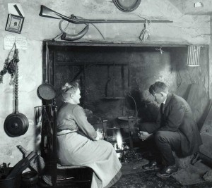 Chris and his mother in front of the fireplace at Washington's Headquarters. Page 212, Chris by Thomas R. Thompson, Copyright 1973."