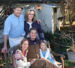 Tom and Barbara Schaer pose with their two daughters (front row) and only employee at Meadowset Farm in Landenberg.