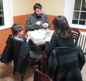 Seven-year-old Elliott Warburton (from left), Bill Warburton, and Lauren Hornberger are delighted with the new addition. They travel regularly to Kennett Square from Hockessin so they can enjoy “the best fish tacos.”