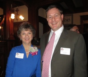 Molly K. Morrison, recipient of the Eighth Annual Rebecca Lukens Award, is shown with Scott G. Huston, a direct descendant of the trail-blazing industrialist.