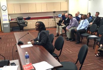 New Charles F. Patton Middle School Vice Principal Devin Layton addresses the Unionville-Chadds Ford School District Board of Education just moments before the board voted unanimously to hire her for the post, Monday night.