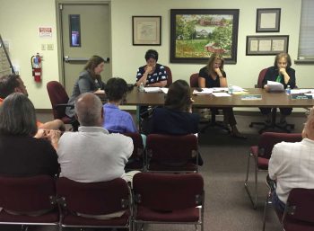 Pocopson Township Supervisors Alice Balsama, Elaine DiMonte and Ricki Stumpo consider options during Monday night's board meeting.