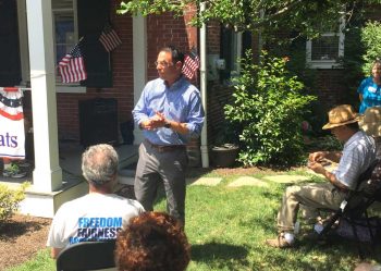 Josh Shapiro tells the assembled crowd that Chester County could well decide how Pennsylvania goes in the presidential election.