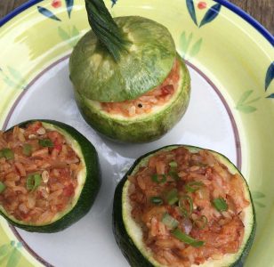 Zucchini come in all shapes and sizes. Try stuffing one of these globe varieties with rice and vegetables for a new take on summer taste.