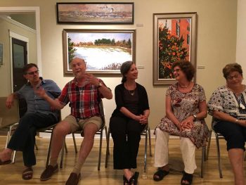 Artists talk about art during a session at Church Street Gallery.