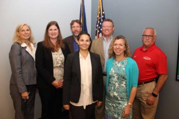 From left (back row): Nancy Kunkle, Smart Energy Initiative (SEI) Program Manager; Hayley Book, Pennsylvania Department of Environmental Protection; Paul Speigel, Practical Energy Solutions and SEI Board Vice-Chair; Steve Krug, Krug Architects and SEI Programming Committee Chair; Bill Ronayne, Delaware Valley Heating & Air Conditioning and SEI Board Chair. From left (Front row): Abby Watson, Gamesa, Women in Wind Energy and A Renewable America; Lisa Jacobson, Business Council for Sustainable Energy.